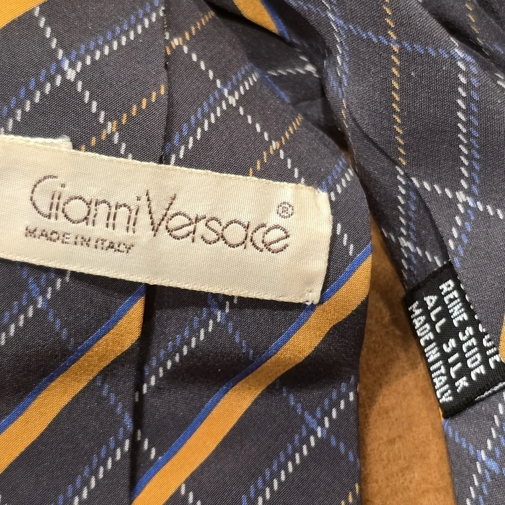 Gianni Versace vintage Men's  Silk Tie Abstract Plaid
